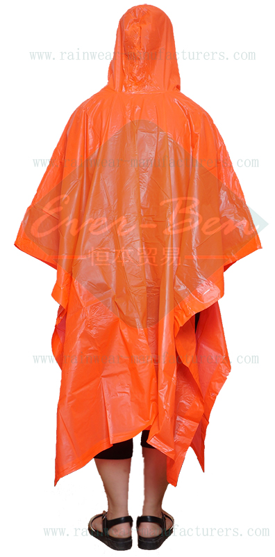 Orange pvc rain poncho